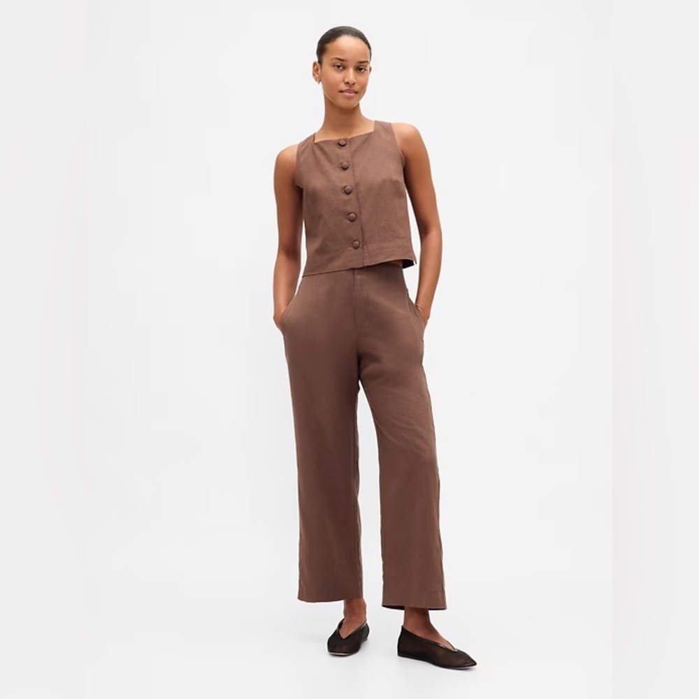 NWT! GAP Linen-Blend Relaxed Straight Ankle Pants - Size 10 Petite 🩷 #713961